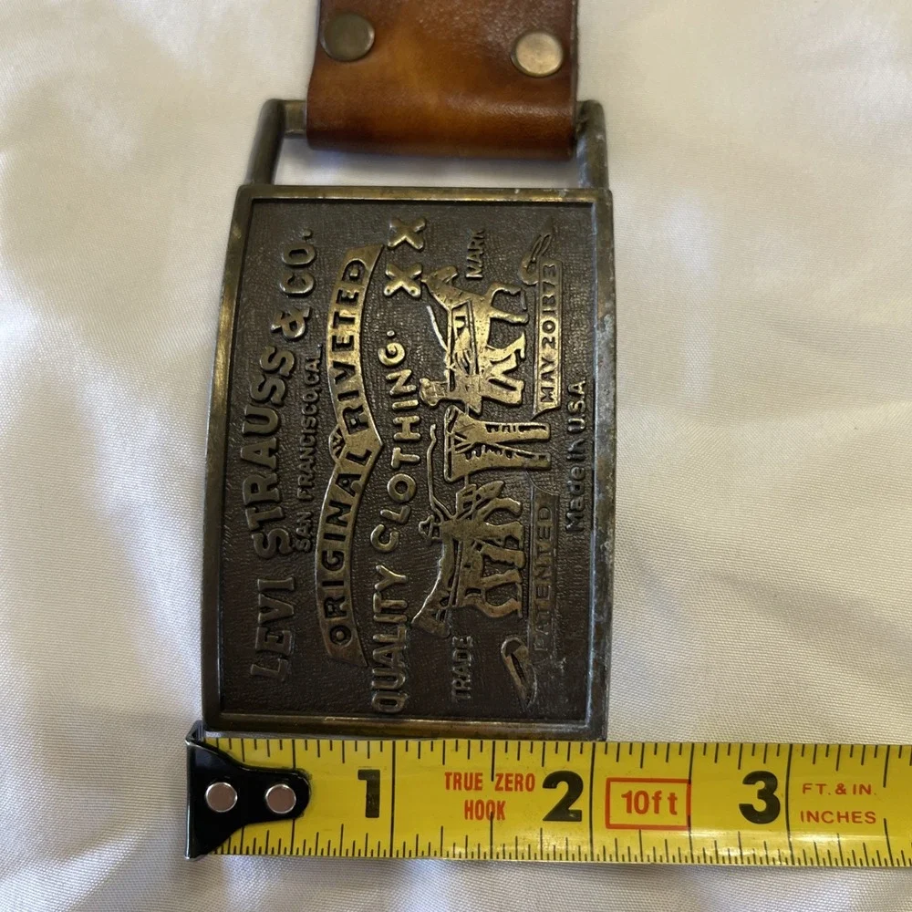 Vtg 70S-80S Levi Strauss Brown  Leather Belt W Buckle Sz 30
